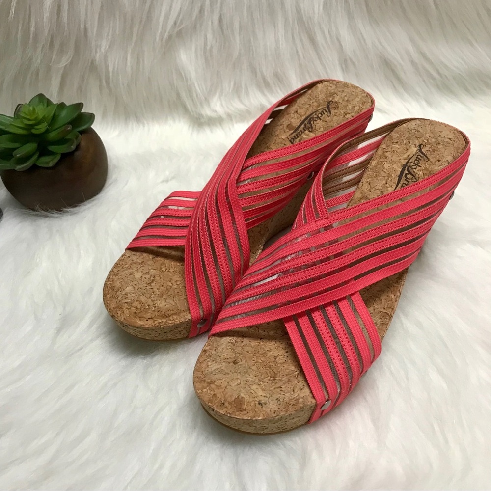 Lucky Brand Platform Wedges with Pink Straps